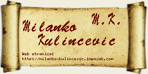 Milanko Kulinčević vizit kartica